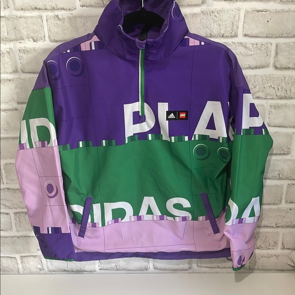 adidas Other - Adidas Purple Green Raincoat Lightweight Quarter-Zip LEGO collab Size 9-10 Youth
